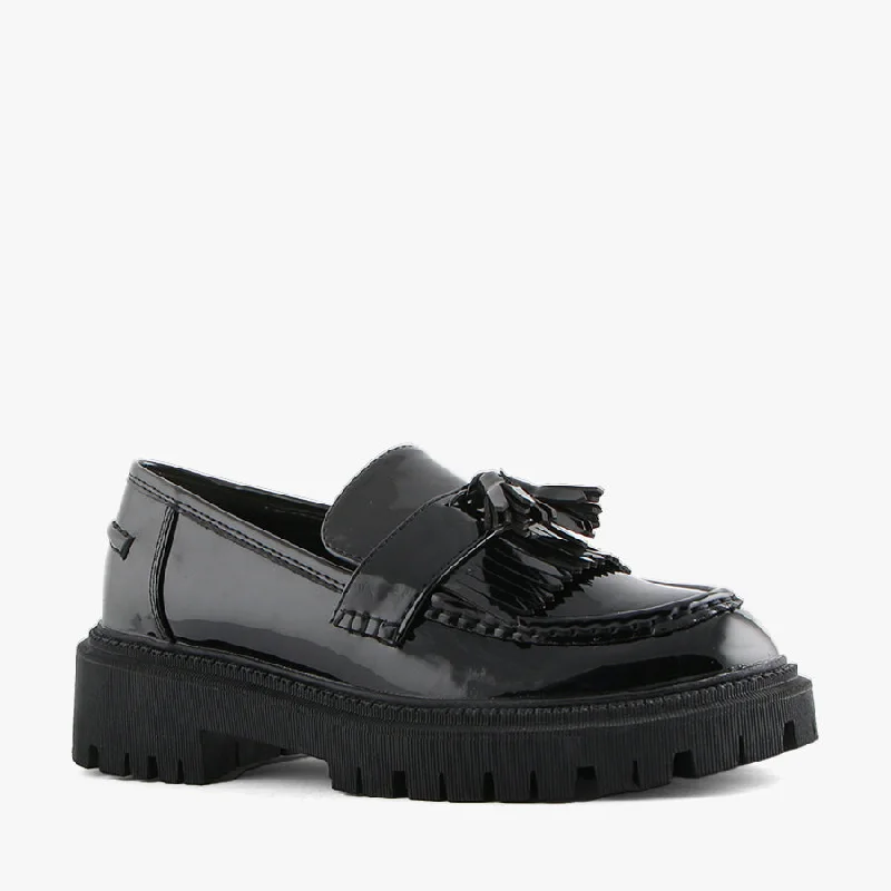Comfy casual women's shoes for everyday wearEXED BLACK PATENT