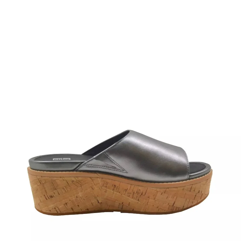 Chic and trendy women's shoes for the officeWomen's Shoes FitFlop ELOISE Platform Leather Wedge Slides FT5-A68 PEWTER MIX Chic and trendy women's shoes for the officeWomen's Shoes FitFlop ELOISE Platform Leather Wedge Slides FT5-A68 PEWTER MIX