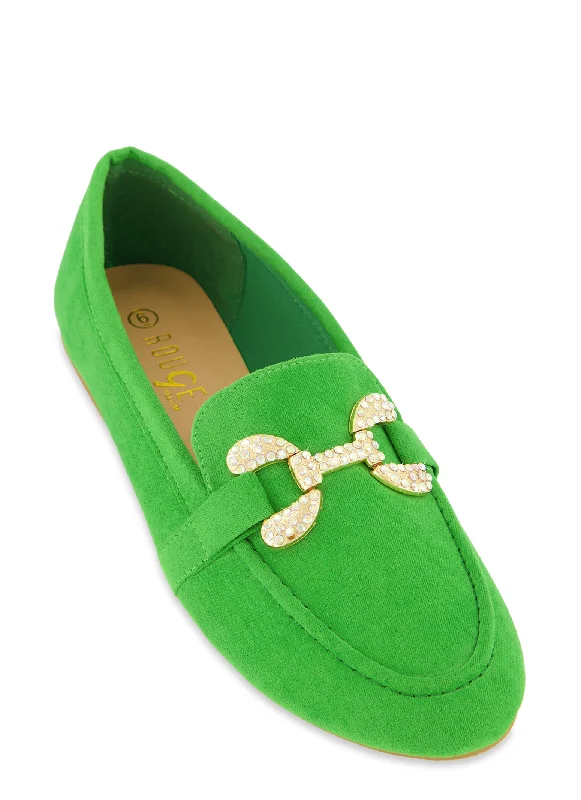 Chic and trendy women's shoes for the officeRhinestone Horsebit Buckle Flats