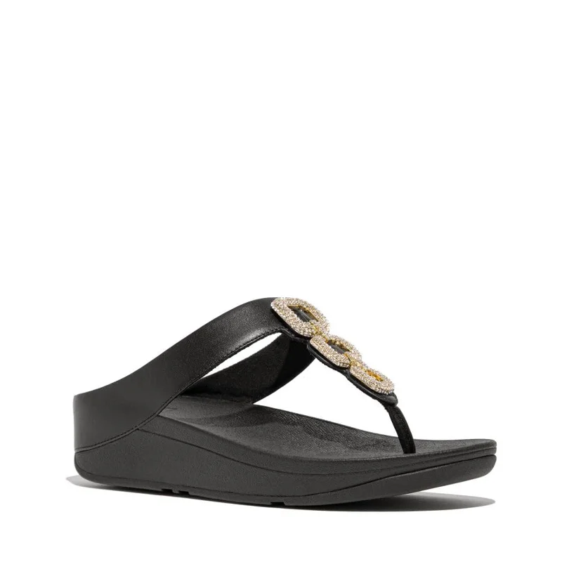 Elegant and sophisticated women's shoe stylesFitFlop Women's Fino Crystal-Chain Leather Toe-Post Sandals Wedge, Black Elegant and sophisticated women's shoe stylesFitFlop Women's Fino Crystal-Chain Leather Toe-Post Sandals Wedge, Black