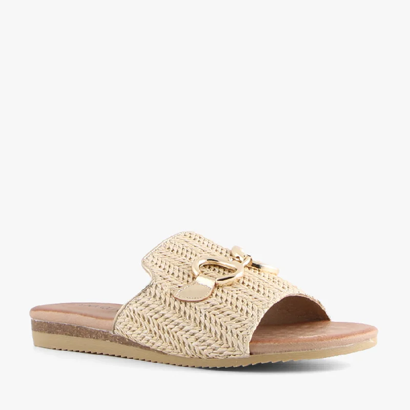 Comfortable yet fashionable women's shoesKANDY BEIGE/GOLD RAFFIA