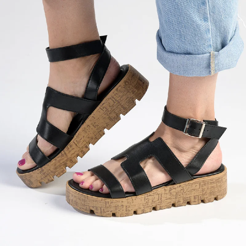 Stylish and comfortable women's shoes for long days at workMadison Jeanmarie H Bar Cork Wedge - Black Stylish and comfortable women's shoes for long days at workMadison Jeanmarie H Bar Cork Wedge - Black