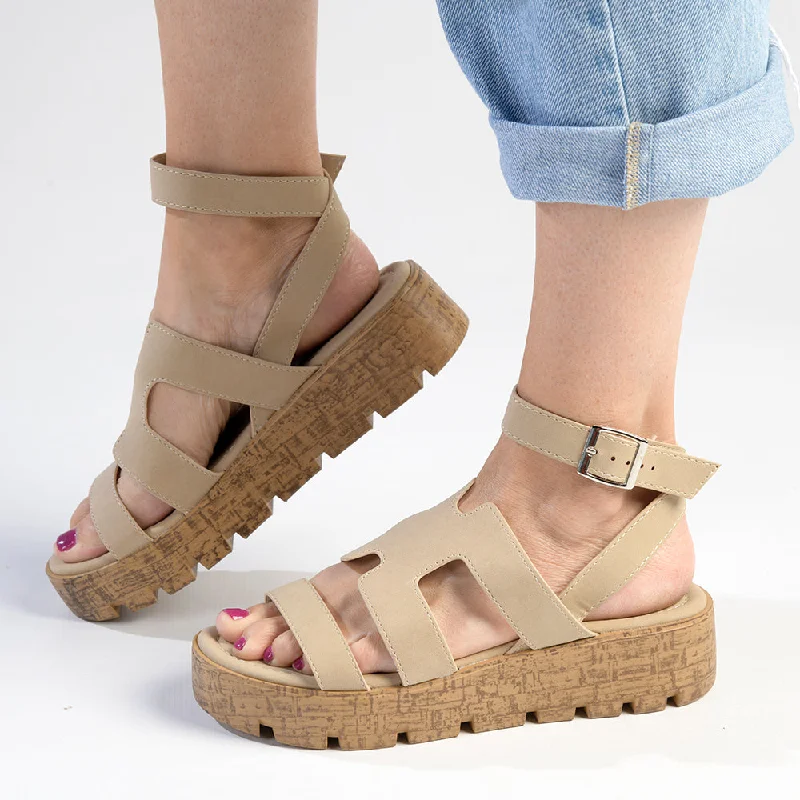 Stylish and comfortable women's shoes for long flightsMadison Jeanmarie H Bar Cork Wedge - Taupe Stylish and comfortable women's shoes for long flightsMadison Jeanmarie H Bar Cork Wedge - Taupe