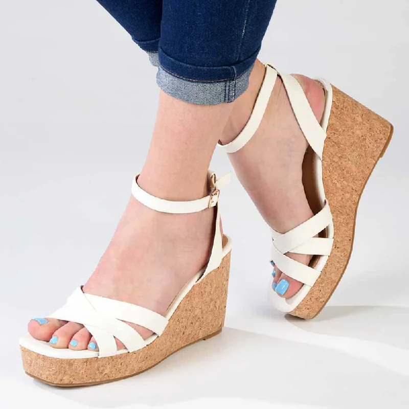 Versatile and stylish women's shoes for city walksMadison Laurel Fashion Wedge Sandals - White Versatile and stylish women's shoes for city walksMadison Laurel Fashion Wedge Sandals - White