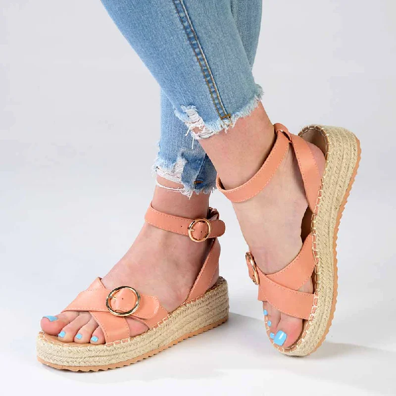 Elegantly stylish women's shoesMadison Lilith Crossover Espadrille Sandal - Matt Peach Elegantly stylish women's shoesMadison Lilith Crossover Espadrille Sandal - Matt Peach