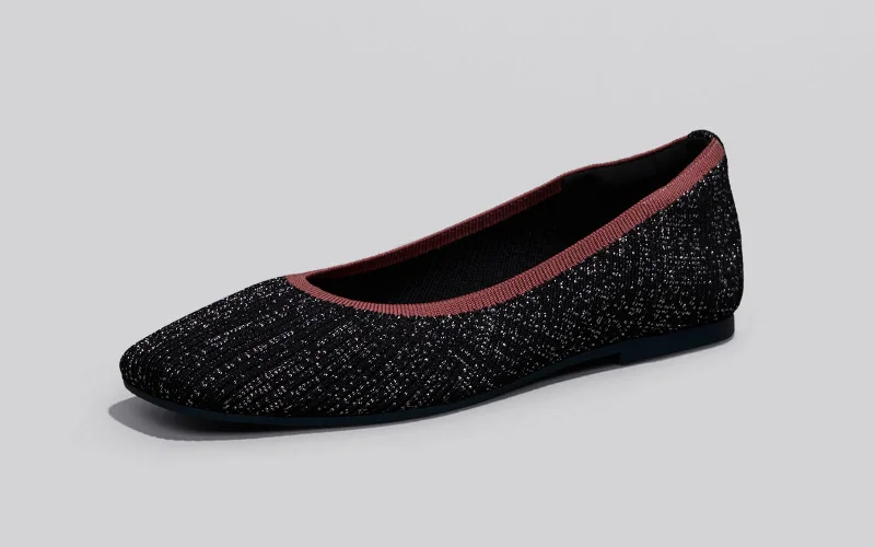 Chic and stylish women's shoes that complement every outfit and occasioMetallic Square Flats : Black-Pink Chic and stylish women's shoes that complement every outfit and occasioMetallic Square Flats : Black-Pink