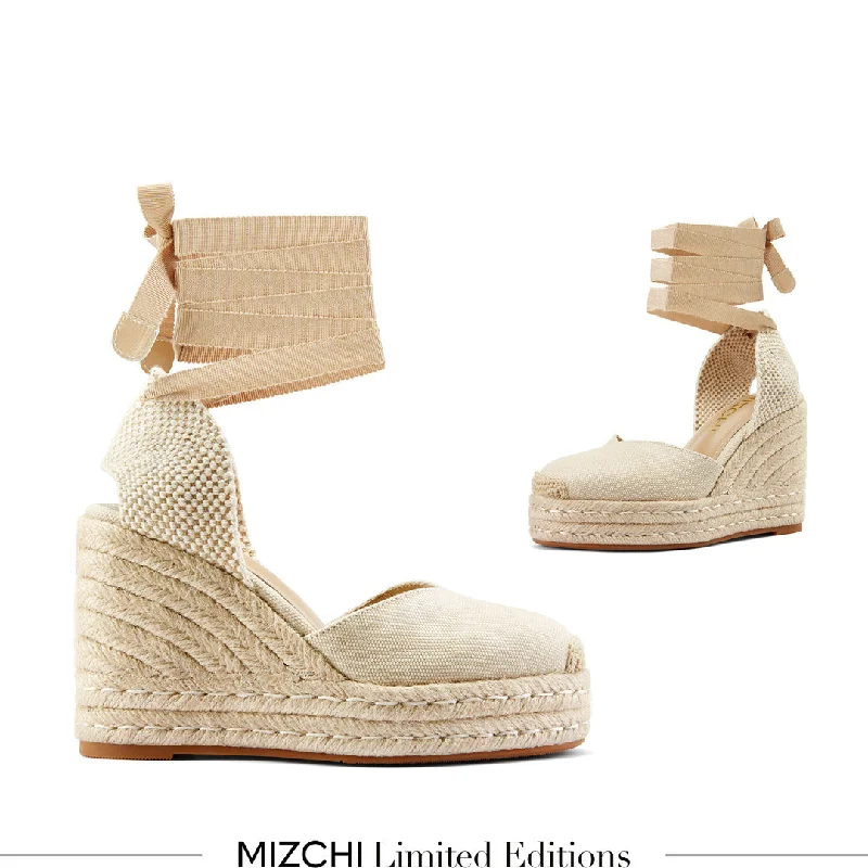 Stunning and glamorous women's shoes for evenings out*Monaco 10 - Beige Wedge Espadrilles Stunning and glamorous women's shoes for evenings out*Monaco 10 - Beige Wedge Espadrilles