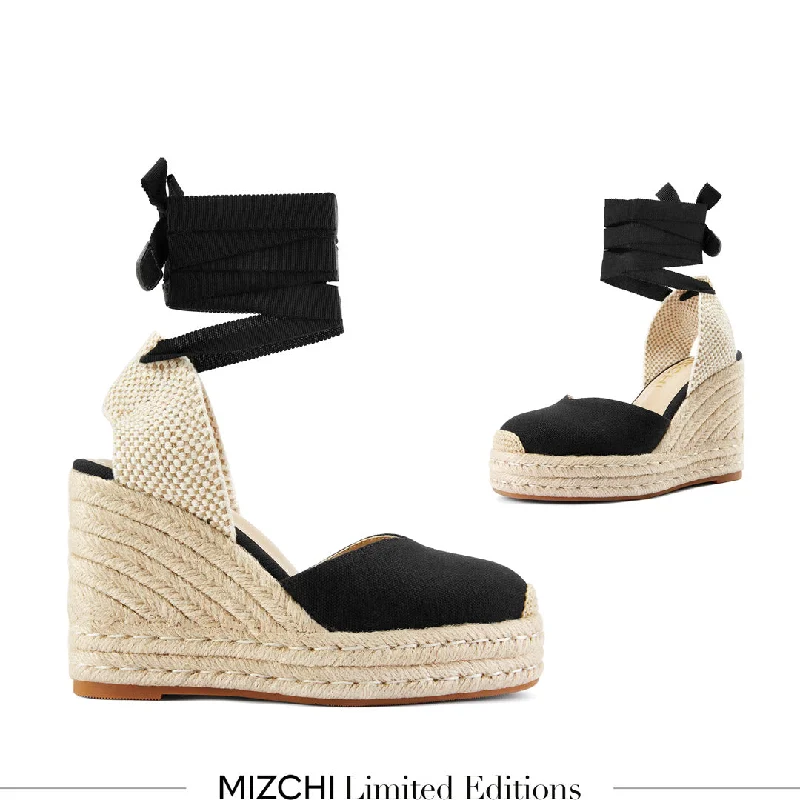 Comfy and casual women's shoes for the weekend*Monaco 10 - Black Wedge Espadrilles Comfy and casual women's shoes for the weekend*Monaco 10 - Black Wedge Espadrilles