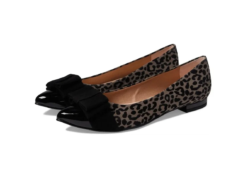 Timeless classic women's shoe designsOn Stage Flat In Grey Leopard Suede
