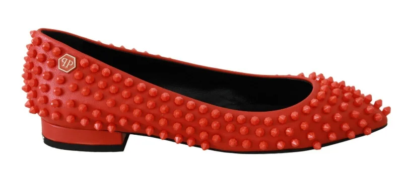 Bold and unique women's shoes for fashion-forward individualsPhilipp Plein Leather Ballerina WHAT I DO Flats Women's Shoes
