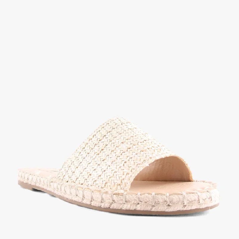Bold and colorful women's shoes for making a statementPRISCILA BEIGE RAFFIA