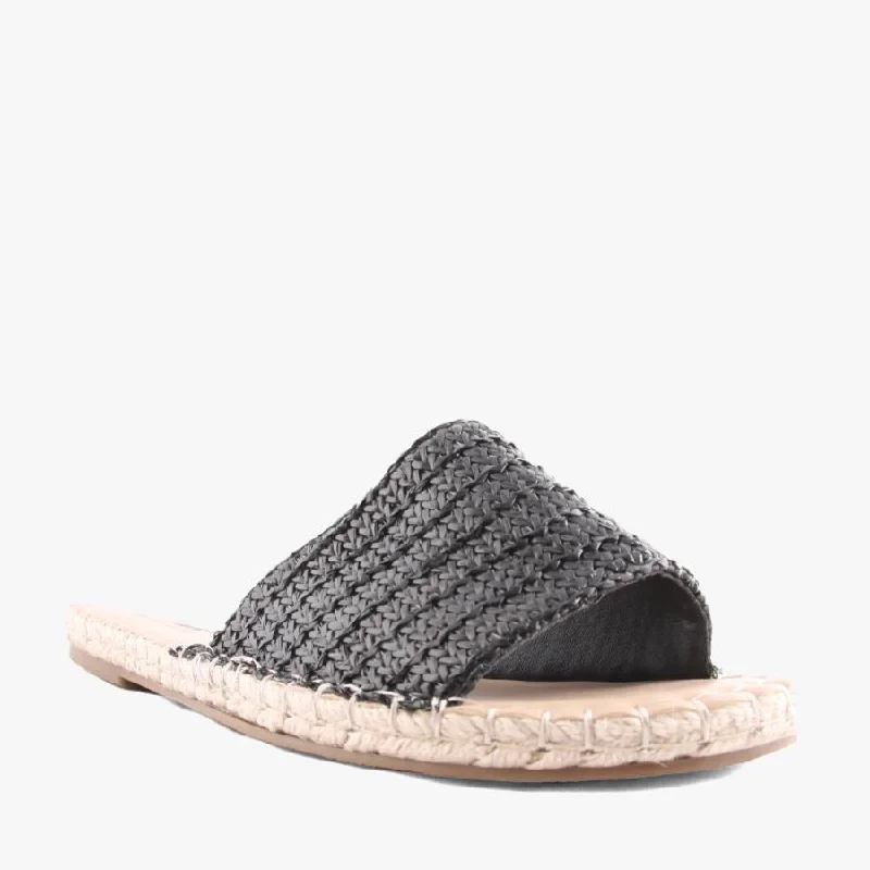 Durable and stylish women's shoes for outdoor activitiesPRISCILA BLACK RAFFIA