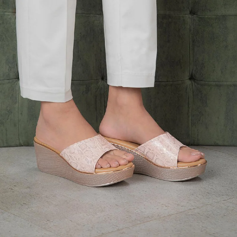 Comfy and cozy women's shoes for loungingThe Sam Champagne Women's Dress Wedge Sandals Tresmode