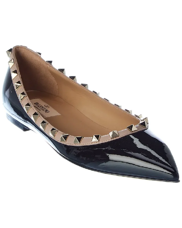 Comfy and stylish women's shoes for everyday casual wearValentino Rockstud Patent Flat