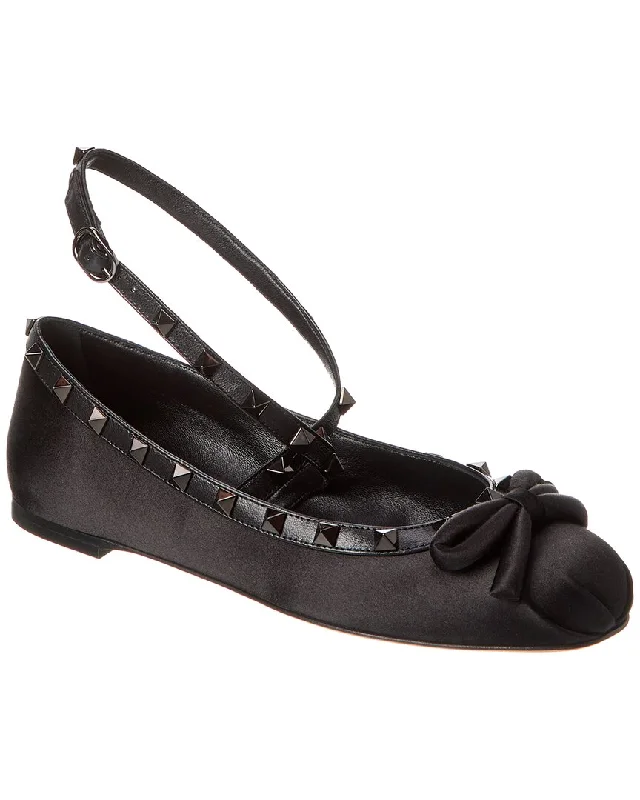 Comfy and stylish women's shoes for everyday casual wearValentino Rockstud Satin & Leather Flat Comfy and stylish women's shoes for everyday casual wearValentino Rockstud Satin & Leather Flat