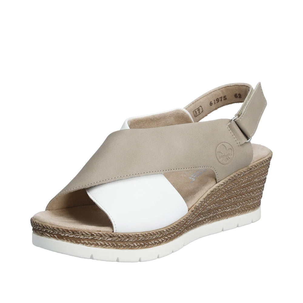 Comfortable yet fashionable women's shoes61975-62 White/Clay Wedge