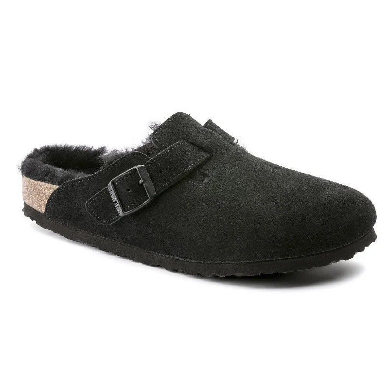 Comfy and stylish women's shoes for everyday comfortBoston Shearling Suede Leather Black Regular Comfy and stylish women's shoes for everyday comfortBoston Shearling Suede Leather Black Regular