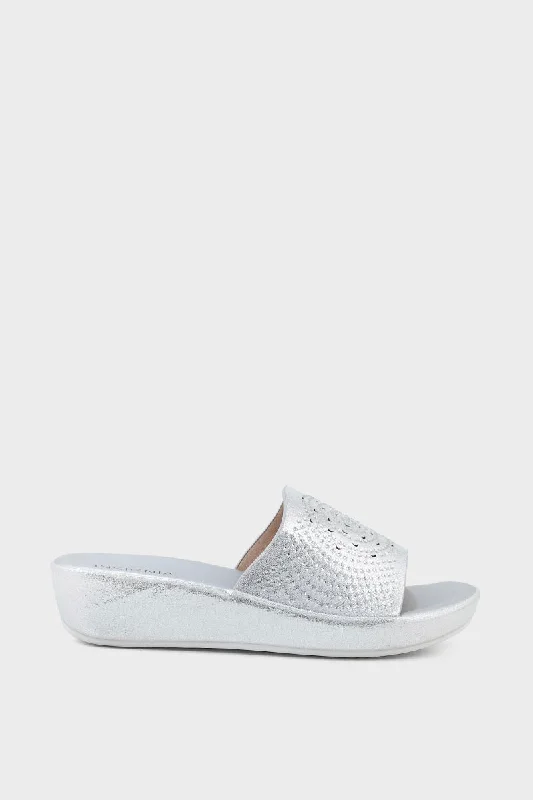 Stylish and supportive women's shoes for high archesComfort Slip On I38640-Silver