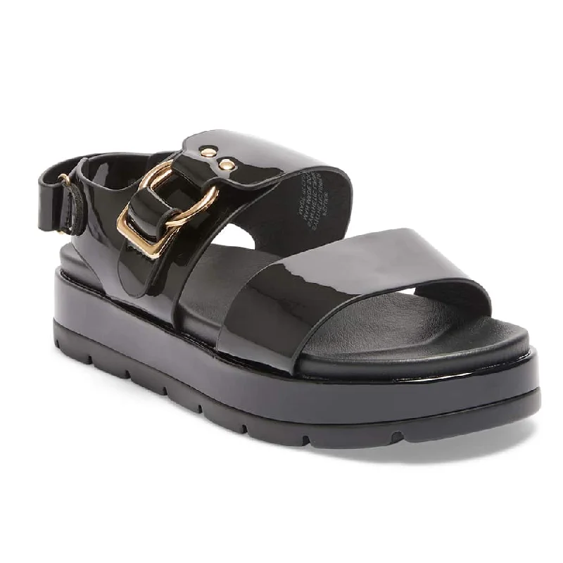 Warm and cozy women's shoes for winterFelix Sandal in Black Patent