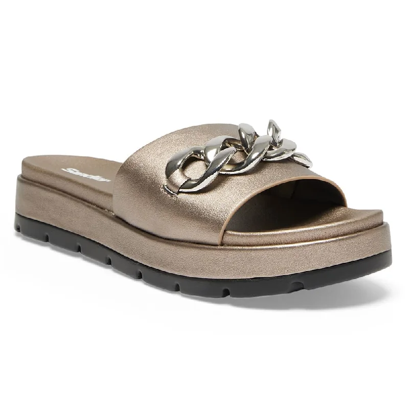 Elegantly stylish women's shoesFiona Slide in Pewter Smooth