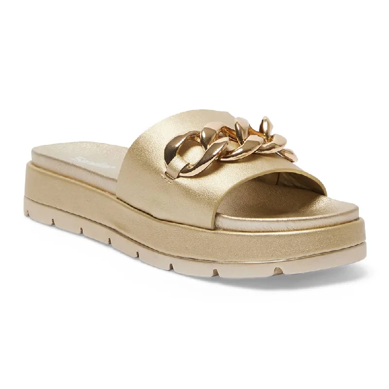 Effortlessly stylish women's shoe choicesFiona Slide in Soft Gold Smooth