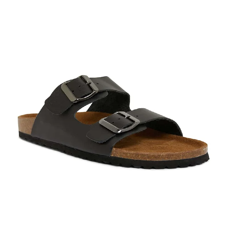 Colorful and vibrant women's shoe patternsFlorida Slide in Black Leather
