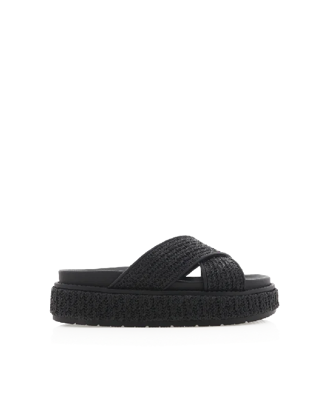 Chic and stylish women's shoes that complement every outfit and occasioHAISLEY - BLACK RAFFIA
