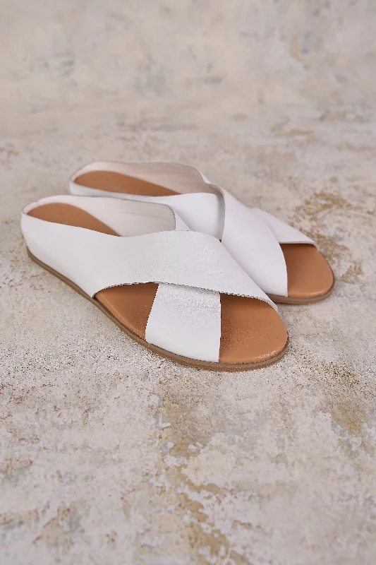 Feminine and romantic women's shoe designsHarli Cross Strap - White