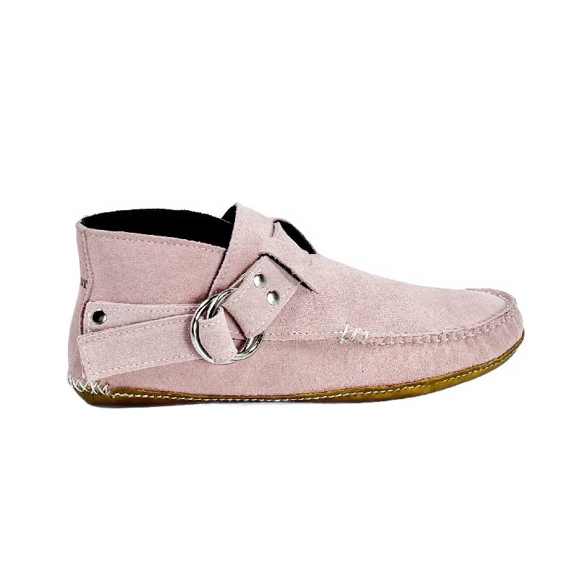Stylish and comfortable women's shoes for long flightsKKB Original Ring Boot - Pink Suede Leather Lined