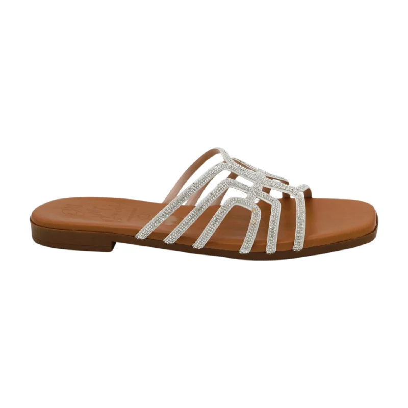 Practical and stylish women's shoes for travelOH MY SANDALS Silver Diamante Slider Sandal 5326