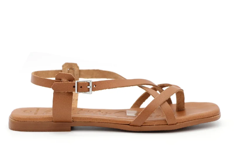 Elegant and refined women's shoe designsOH MY SANDALS Tan leather flat gladiator sandal Elegant and refined women's shoe designsOH MY SANDALS Tan leather flat gladiator sandal