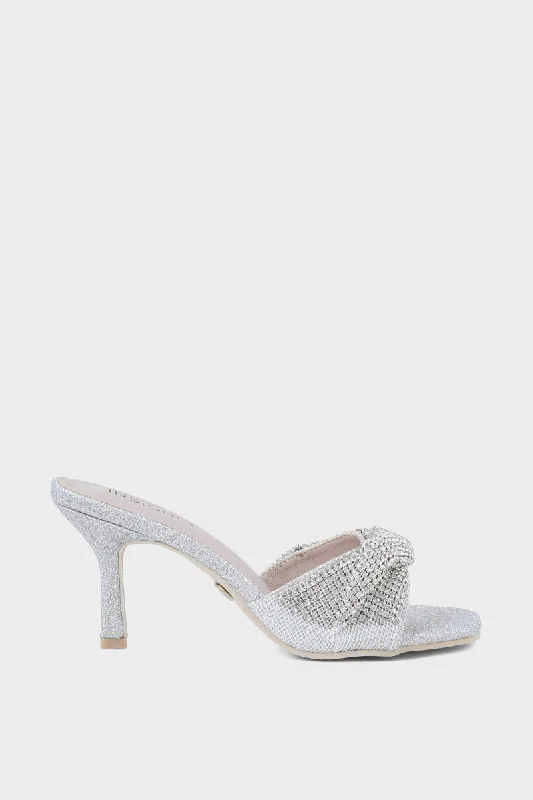 Feminine and romantic women's shoe designsParty Wear Slip On I29298-Silver