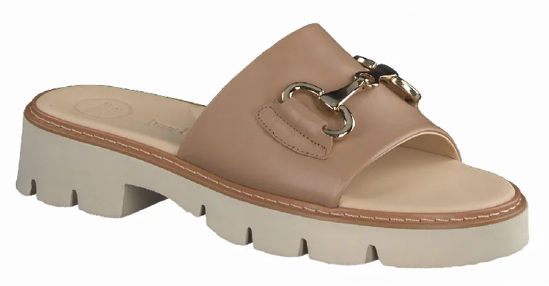 Feminine and dainty women's shoe designsPAUL GREEN 6051 Camel Leather Slider/Mule on chunky sole Feminine and dainty women's shoe designsPAUL GREEN 6051 Camel Leather Slider/Mule on chunky sole