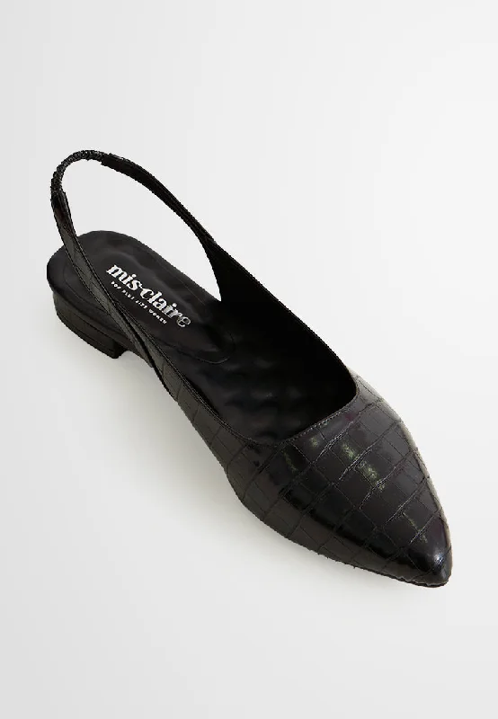 Feminine and romantic women's shoe designsSilya Croc Embossed Slingback Pointy Flats Feminine and romantic women's shoe designsSilya Croc Embossed Slingback Pointy Flats