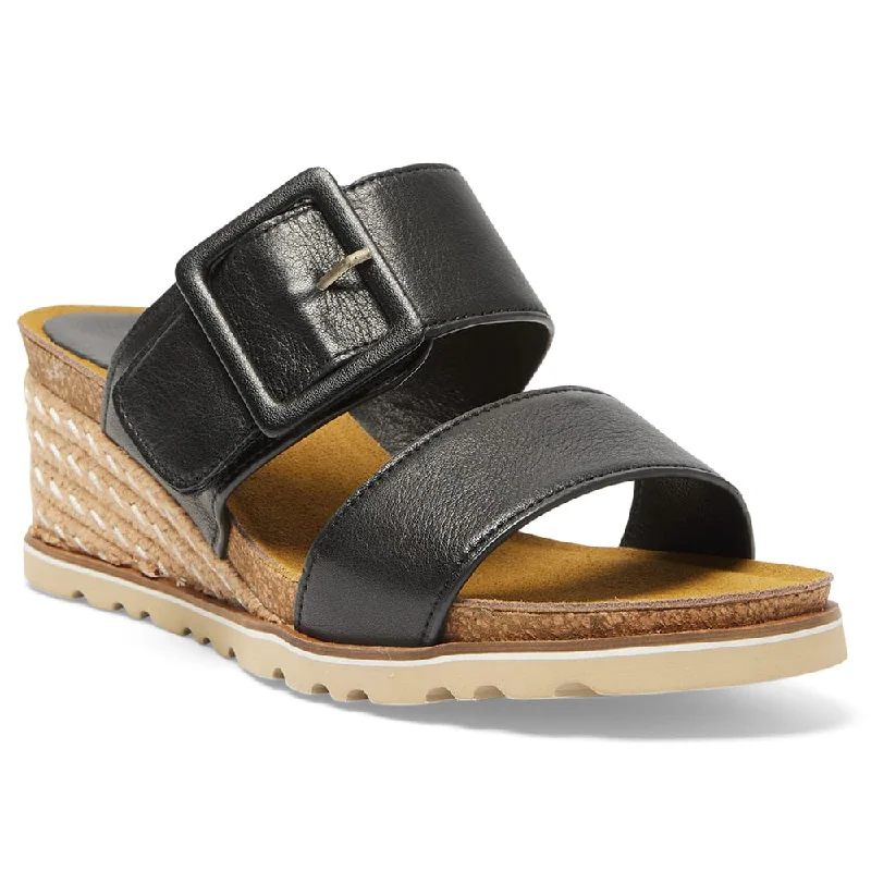 Durable and stylish women's shoes for outdoor activitiesTaren Wedge in Black Leather