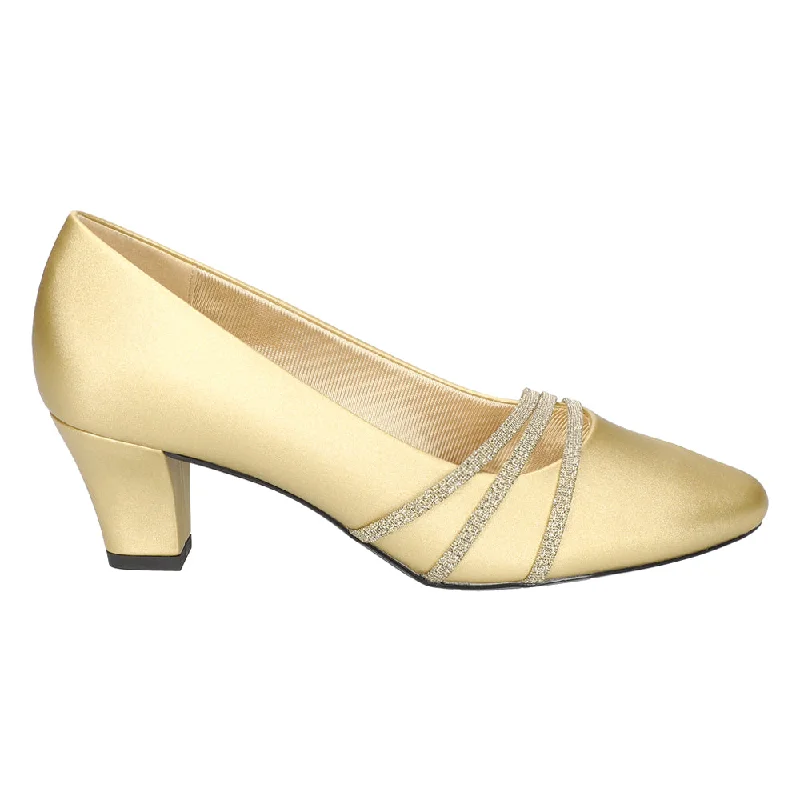 Durable and stylish women's shoes for active lifestylesCristiny Metallic Round Toe Wedding Pumps