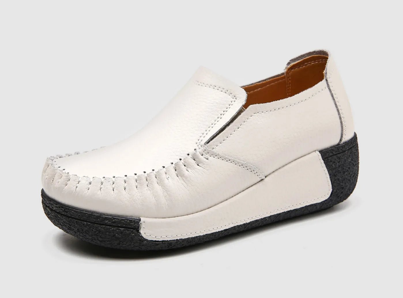 Stylish and comfortable women's shoes for long flightsFitVille Women's Platform Leather Loafers