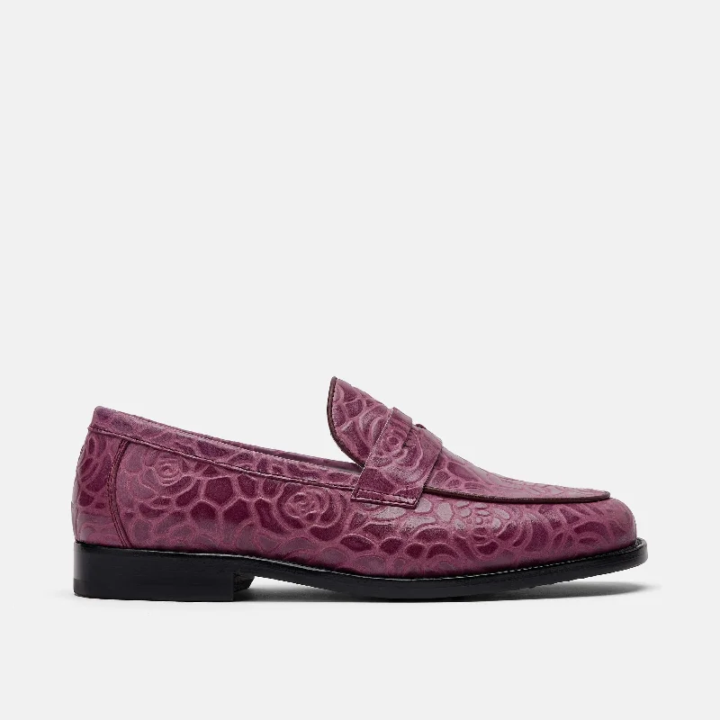 Versatile and elegant women's shoes for any outfitMs. Calum Grape Floral Leather Penny Loafers